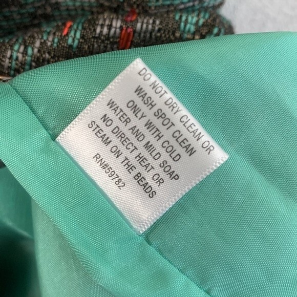 Adrianna Papell Jacquard Textured Beaded Embroidered Shift Dress Sz 8P Petite - Picture 11 of 11